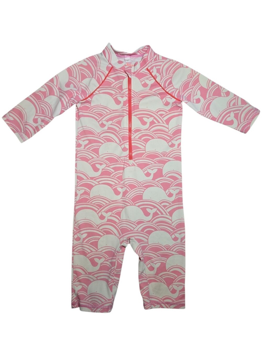 Baby Boden Pink Whale Print Long-Sleeve Rashguard Swimsuit